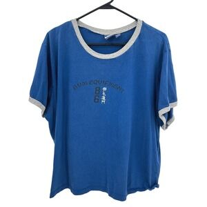 Vintage BUM Equipment Ringer Tee Japanese Text 3X Blue 90s Streetwear Sporty Y2K